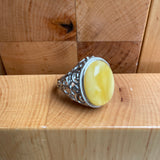 Baltic Amber Men’s Ring – 925 Sterling Silver, Handmade, Adjustable Size