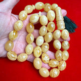 Premium Handmade White Amber Tasbih Misbaha Islamic Prayer Beads 15mm x 20mm 91g