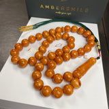 Handmade Antiq Amber Misbaha 11mm 38.52g 45 beads LAB certificate