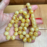 Handmade White Amber Misbaha Tasbih Islamic Prayer Beads 12.2mm 44g