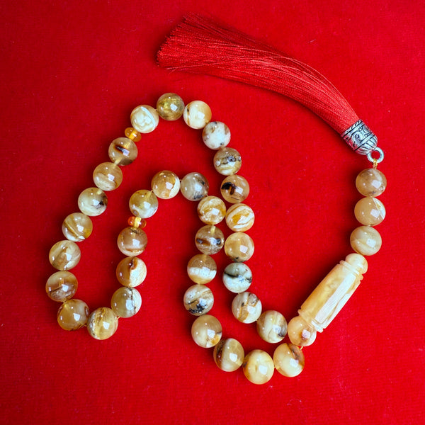 Handmade Islamic Rosary 10.4mm 30.1g Amber Misbaha سبحان الله تسبيح