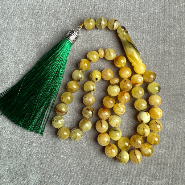Handmade Yellow Amber Misbaha 10mm 36g Islamic Rosary Tasbih Gift