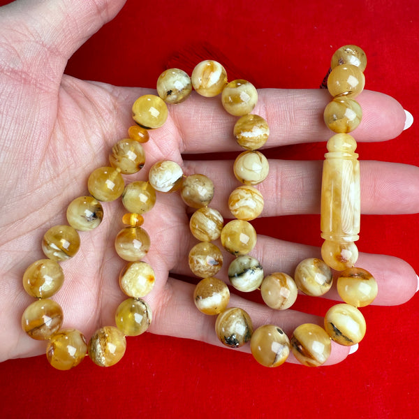 Handmade Islamic Rosary 10.4mm 30.1g Amber Misbaha سبحان الله تسبيح