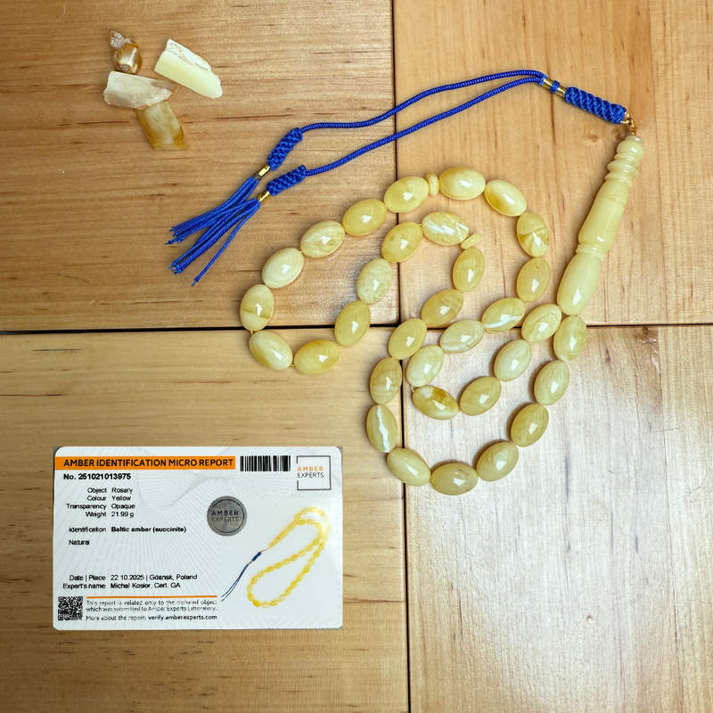 Authentic Premium Baltic Amber Tasbih Misbaha تسبيح Rosary Gift8mm x 13mm 22g