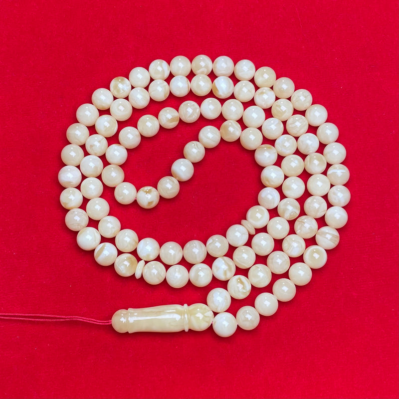 WHITE AMBER ROSARY 9,3mm 44,9g