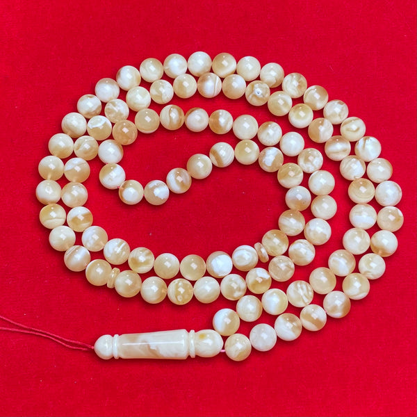 WHITE AMBER ROSARY 8,8mm 38,7g