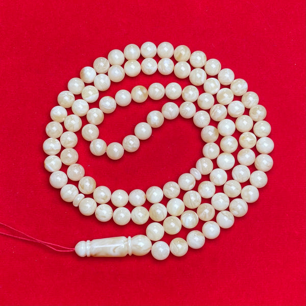 WHITE AMBER ROSARY 8,9mm 38,5g