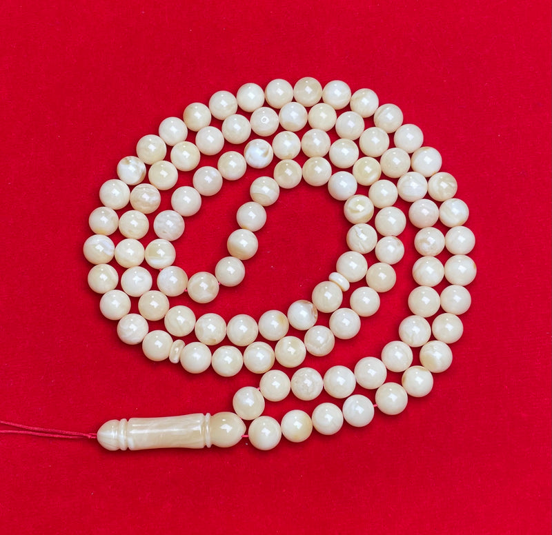 WHITE AMBER ROSARY 9,3mm 45,7g