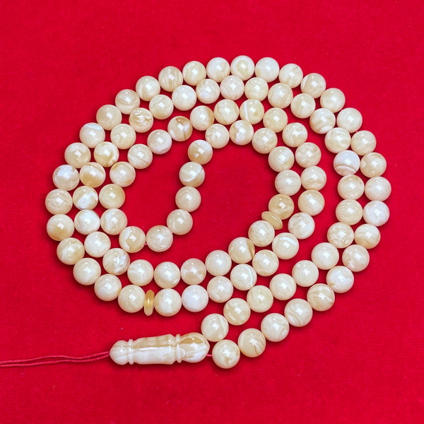 WHITE AMBER ROSARY 9,9mm 53,5g