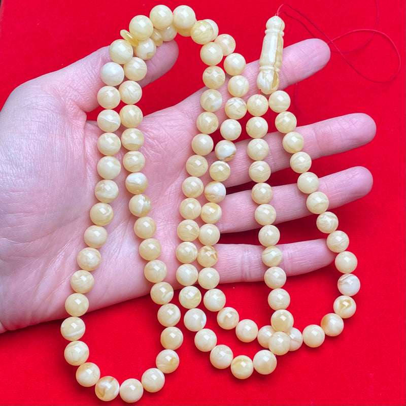 WHITE AMBER ROSARY 9,9mm 53,5g