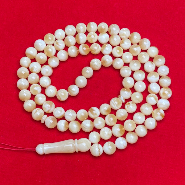 WHITE AMBER ROSARY 9,3mm 44,6g