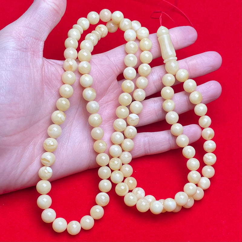 WHITE AMBER ROSARY 9,3mm 45,6g