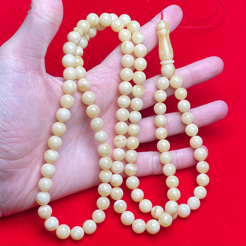 WHITE AMBER ROSARY 9,4mm 45,2g