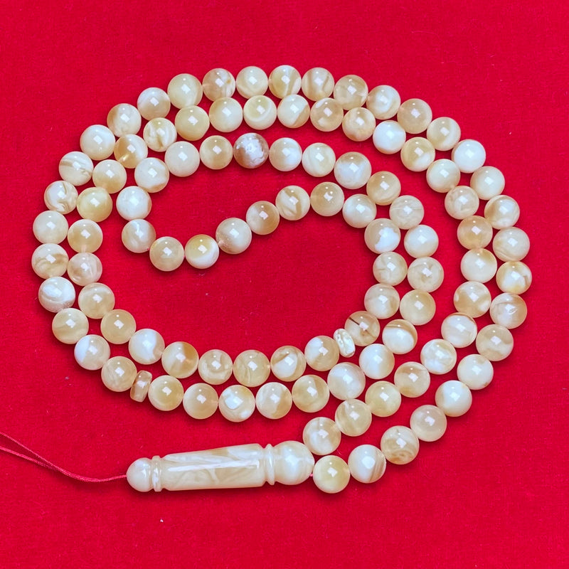 WHITE AMBER ROSARY 8,3mm 33g