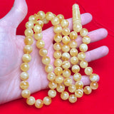 *YELLOW/WHITE AMBER ROSARY 11,7mm 64g