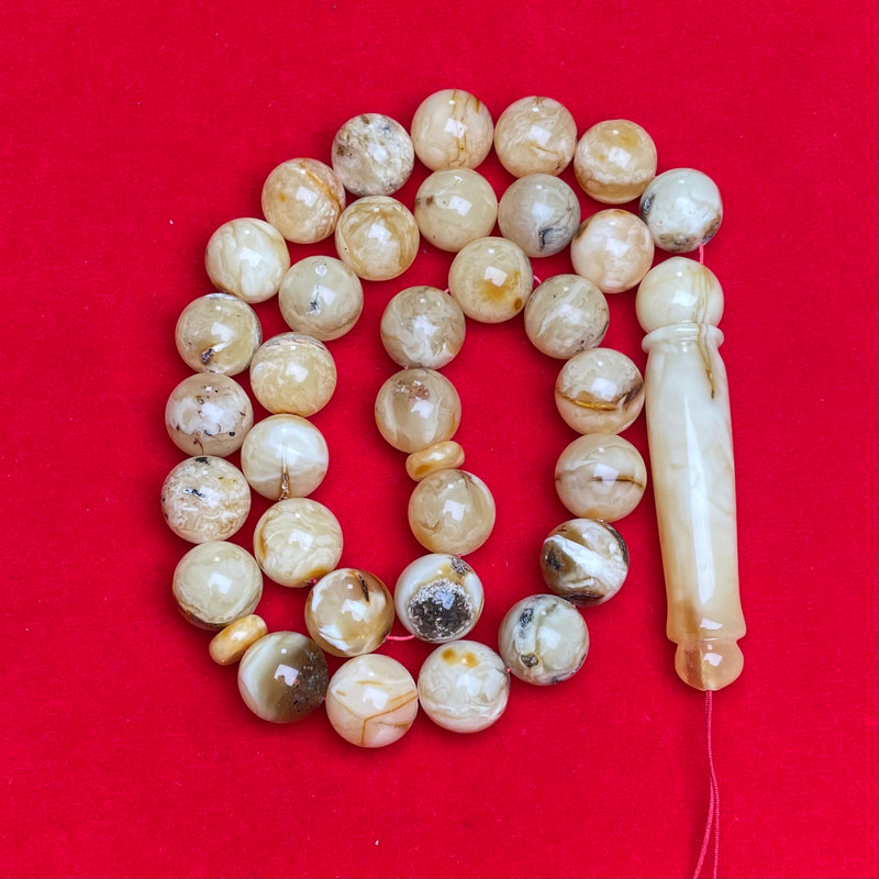 OREO WHITE AMBER ROSARY 14mm 58,9g