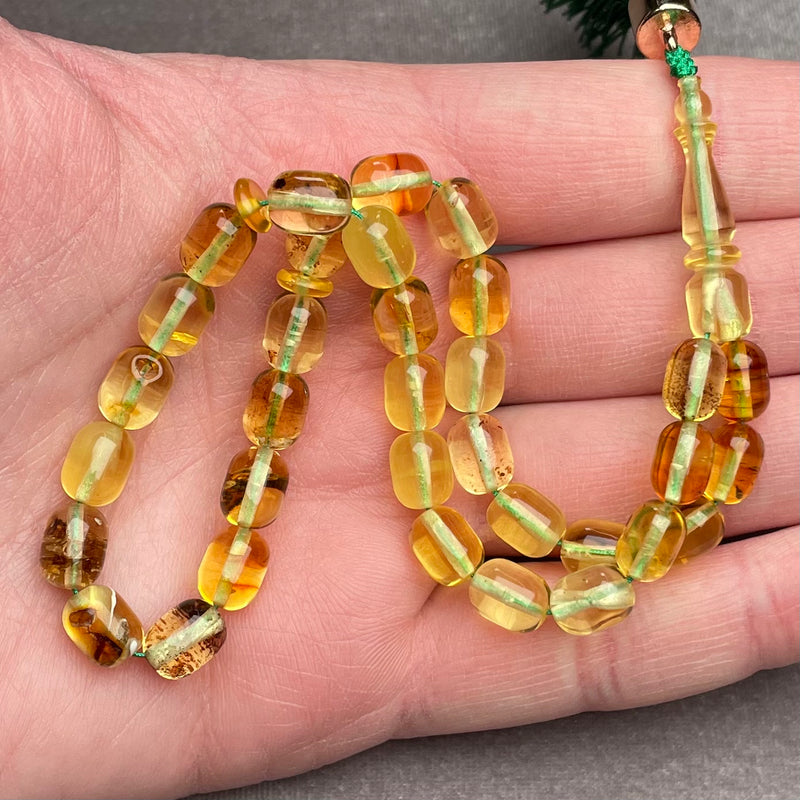 TRANSPARENT AMBER MISBAHA 6,6x8,6mm 10,2g