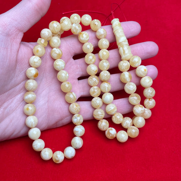 WHITE AMBER ROSARY 10,2mm 42g