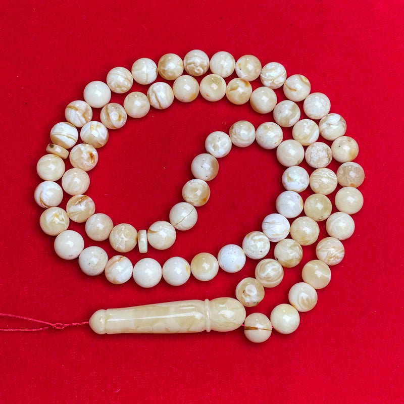 WHITE AMBER ROSARY 11,3mm 56,8g