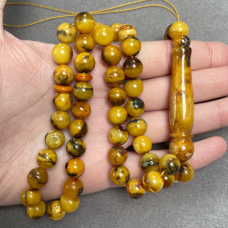 ANTIQUE AMBER ROSARY 10,1mm 31,4g