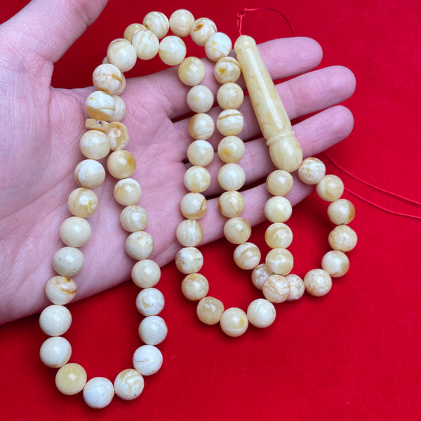 WHITE AMBER ROSARY 11,3mm 56,8g