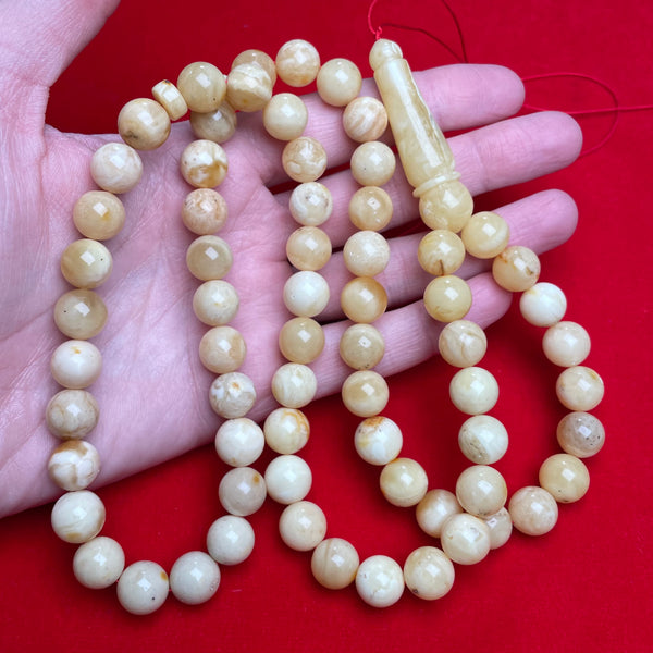 WHITE AMBER ROSARY 11,3mm 55,9g