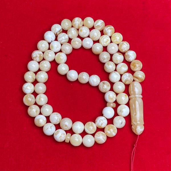 WHITE AMBER ROSARY 10,2mm 41,6g