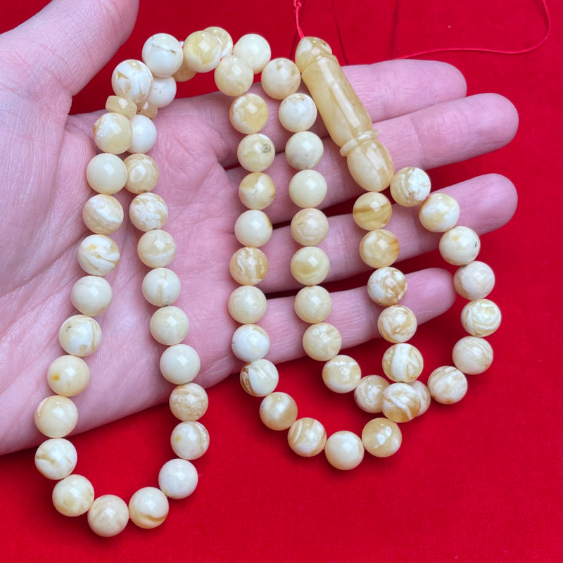 WHITE AMBER ROSARY 10,2mm 41,6g