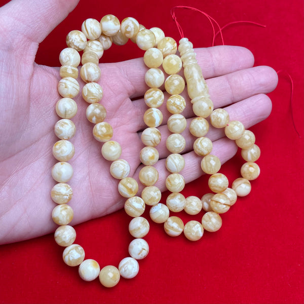 WHITE AMBER ROSARY 10,3mm 42,8g