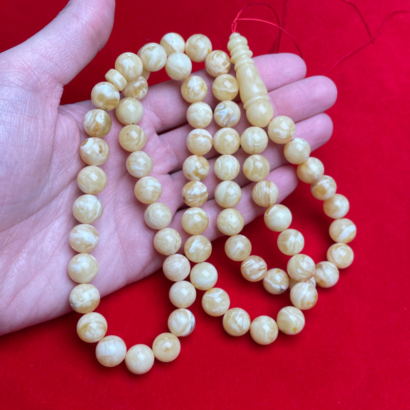 WHITE AMBER ROSARY 11,2mm 54,6g