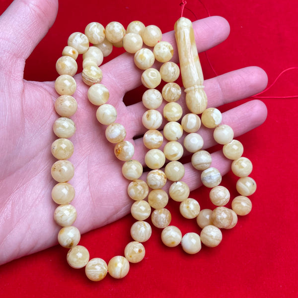 WHITE AMBER ROSARY 10,8mm 48,7g