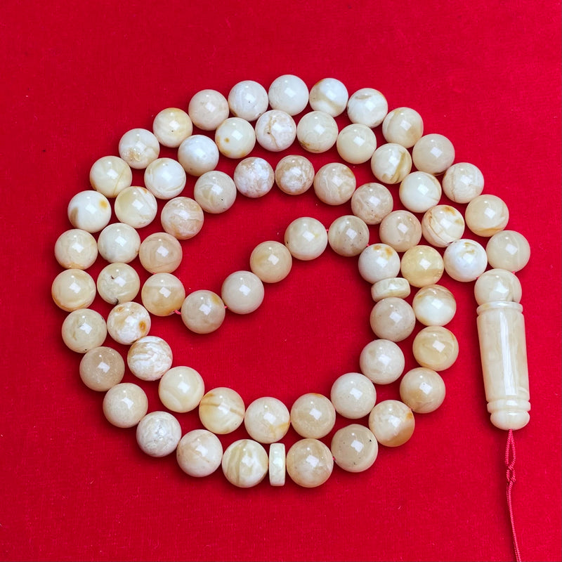 WHITE AMBER ROSARY 10,8mm 48,6g