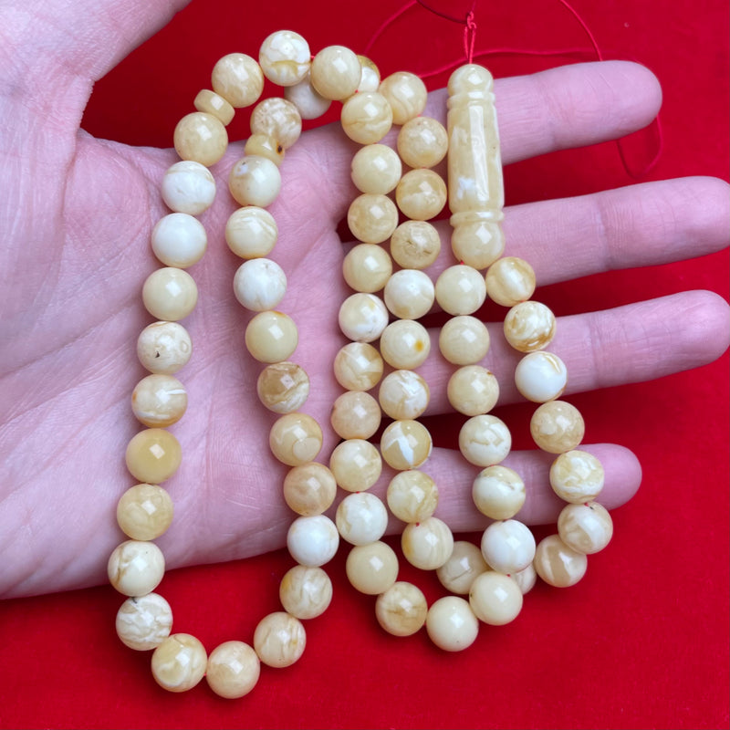 WHITE AMBER ROSARY 9,9mm 38,3g