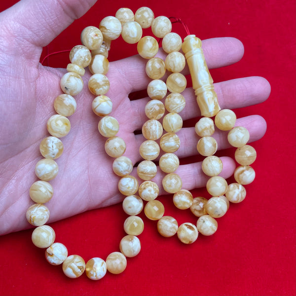 WHITE AMBER ROSARY 11,3mm 53,6g