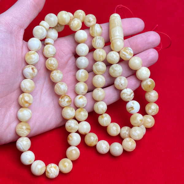 WHITE AMBER ROSARY 11,7mm 63,5g