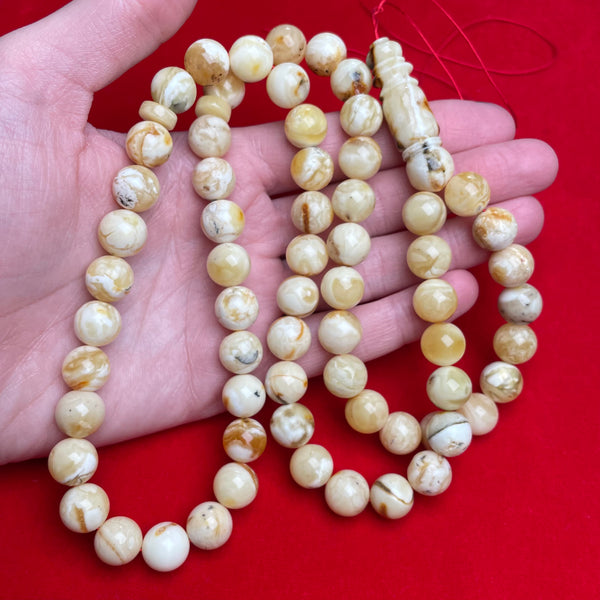 OREO/WHITE AMBER ROSARY 11,8mm 60,9g