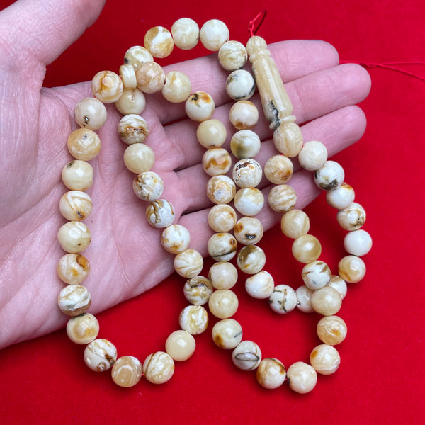 OREO/WHITE AMBER ROSARY 10,9mm 46,2g