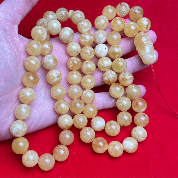 YELLOW/WHITE AMBER ROSARY 13,9mm 101,3g