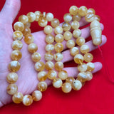 YELLOW/WHITE AMBER ROSARY 13,5mm 92,2g