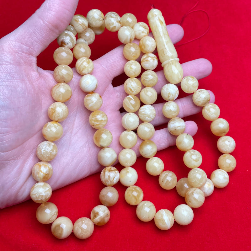 YELLOW/WHITE AMBER ROSARY 13,2mm 95,6g