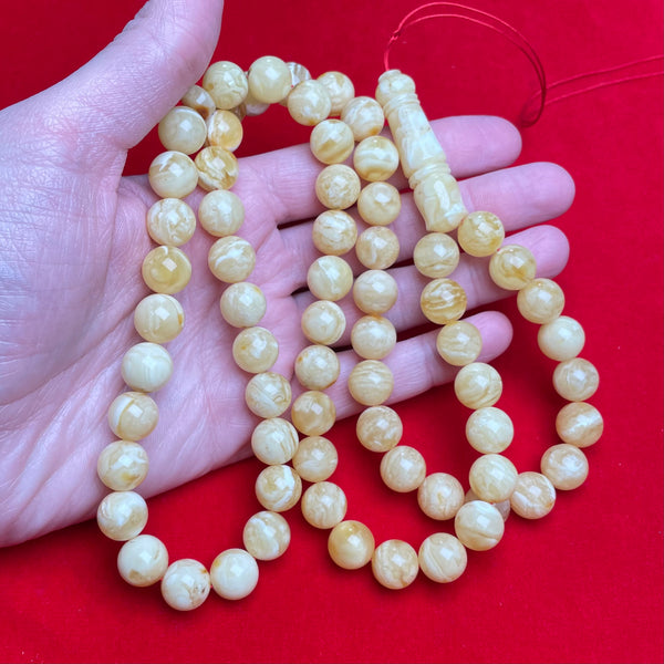 YELLOW/WHITE AMBER ROSARY 11,8mm 62,8g