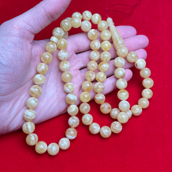 YELLOW/WHITE AMBER ROSARY 11,3mm 54,5g