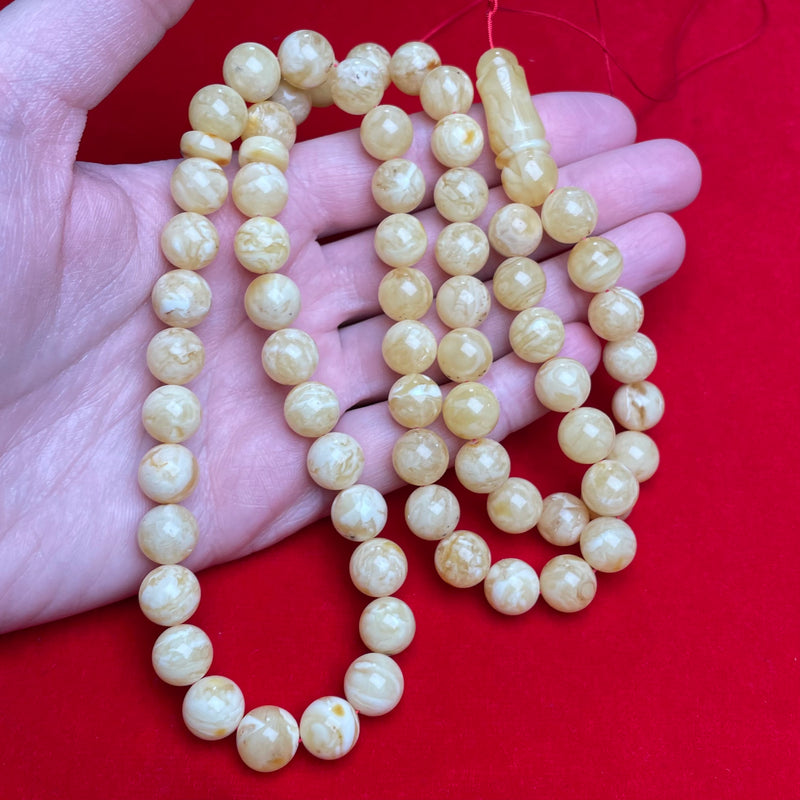 YELLOW/WHITE AMBER ROSARY 10,8mm 47,6g