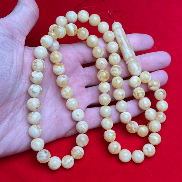 YELLOW/WHITE AMBER ROSARY 10,3mm 42,4g