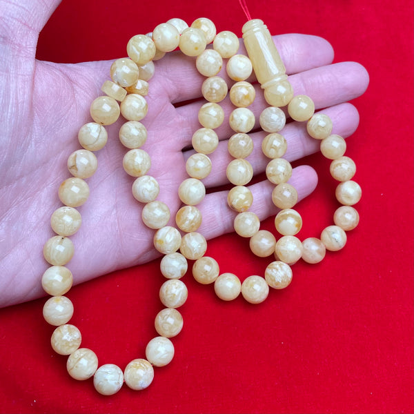 YELLOW/WHITE AMBER ROSARY 10,3mm 42,1g