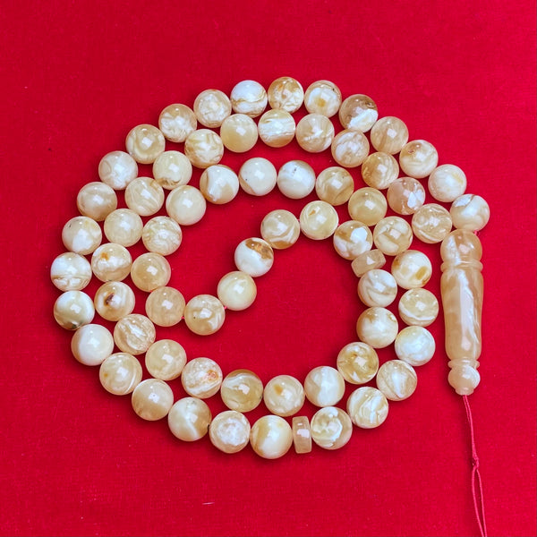 YELLOW/WHITE AMBER ROSARY 10,9mm 48,6g