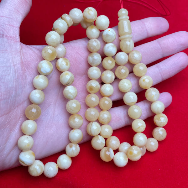 YELLOW/WHITE AMBER ROSARY 10,8mm 47,9g