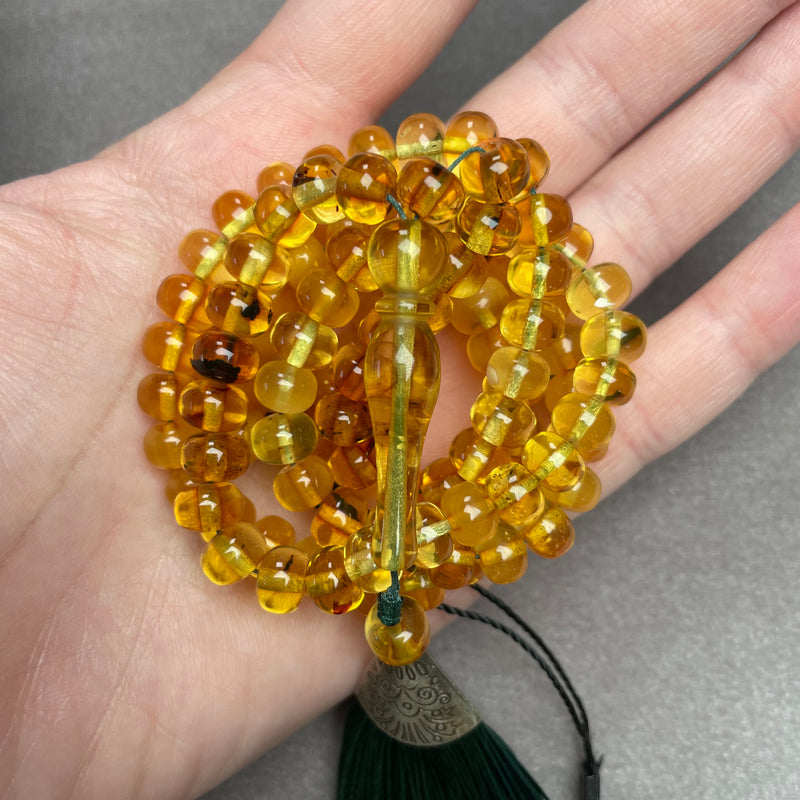 TRANSPARENT AMBER ROSARY 8,2x6mm 29,7g