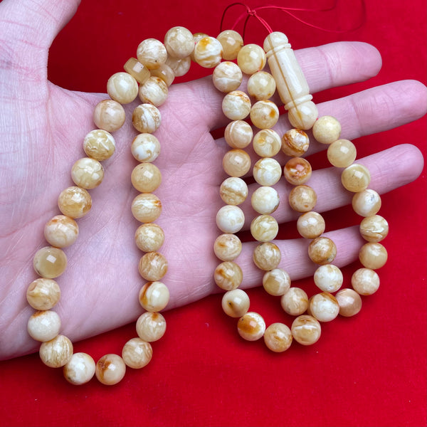 YELLOW/WHITE AMBER ROSARY 10,3mm 40,9g