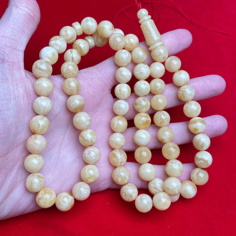 YELLOW/WHITE AMBER ROSARY 11,2mm 54,6g